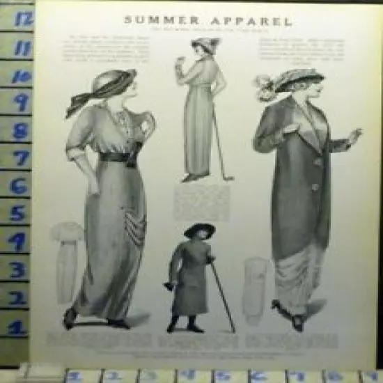 1913 SUMMER APPAREL WOMAN DRESS GOLF YORK FASHION DESIGNER VINTAGE ART AR09