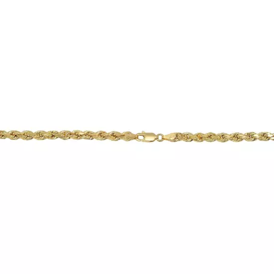 Real 10K Yellow Gold 2mm-7mm D/Cut Rope Chain Pendant Necklace 7"- 30" Hollow