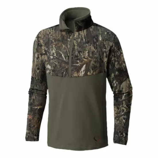 XL Men's Black Antler Override Quarter-Zip Pullover Olive Deception Camo