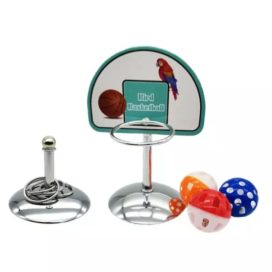 Pet Parrot Basketball Hoop Props Puzzle Game Chew for Play Parakeet Bells