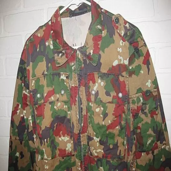 VINTAGE COMBAT CAMO JACKET MENS L HESS COAT GERMAN EURO ZIPPER MILITARY NA SWISS