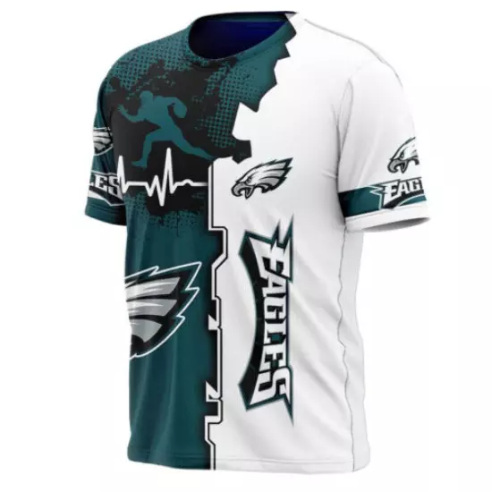 Philadelphia Eagles Mens Summer T-Shirt Casual Short Sleeve Tee Tops Fans Gift