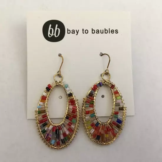 NIB Bay to Baubles Women's Drop Earrings Jared Multi-color Beaded Oval NWT