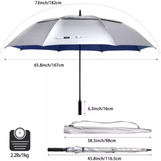 G4Free 72 Inch Huge Golf Umbrella UV Protection Auto Open Windproof Umbrella Ove