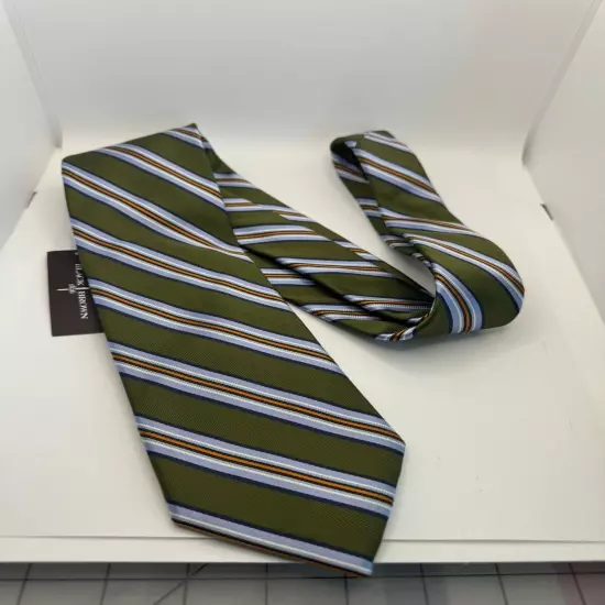 NEW Black Brown 1826 Green Blue Orange Stripes Silk Necktie