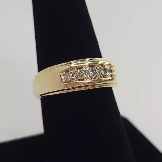 14K YELLOW GOLD DIAMOND BAND 7.4G SIZE 8 (TDW029054)