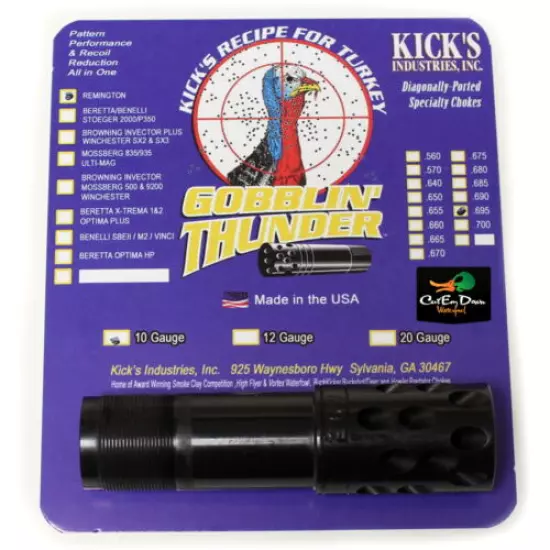 KICKS GOBBLIN THUNDER PORTED BLACK TURKEY CHOKE TUBE 10GA REMINGTON .695