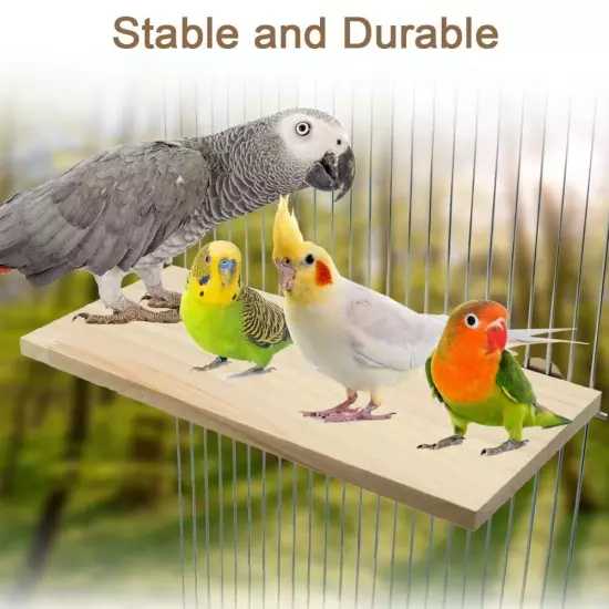 Parrot Bird Wood Perch Platform Large Stand Shelf for Birds Budgie Parakeet C...