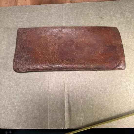 Men's Wallet from late 1800's Tri-fold Leather ANTIQUE 4x7”