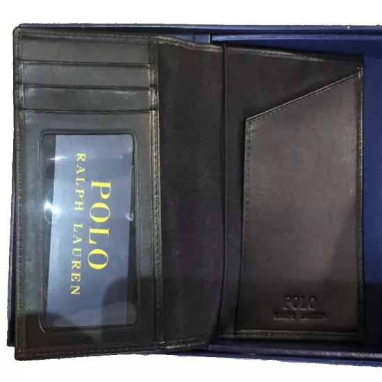 Polo Ralph Lauren Black Leather Big Pony Luggage ID Tag & Passport Wallet New