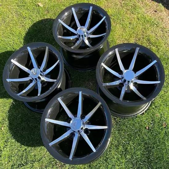 4 Pack - GOLF CART 12"x7" "Classic" ALUMINUM OFFSET WHEELS / RIMS 4x4 4x101.6mm