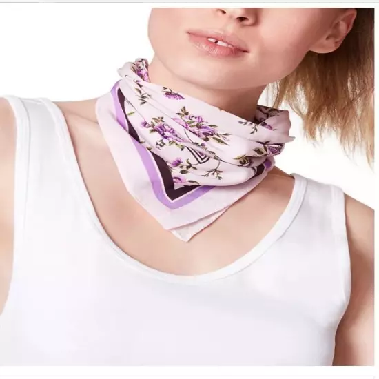 Steve Madden 2-Scarf SET Bandana Purple-Floral/Beige Tie-Dye Cotton NWT FUL-422