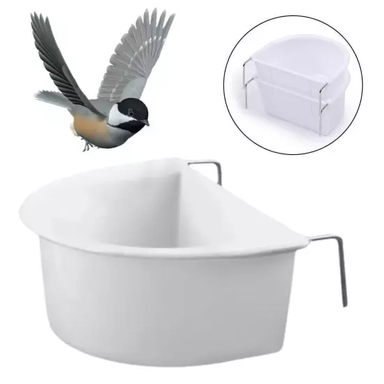 Bird Cage Plastic D Cups Feeder With Hooks Finch Birdseed Cup✨r F1G5