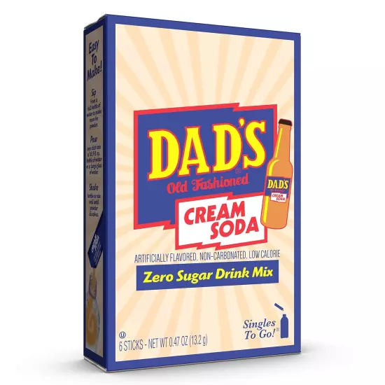 Dad'S Old Fashioned Cream Soda Singles to Go Sugar Free Powder Drink Mix 6 Stick