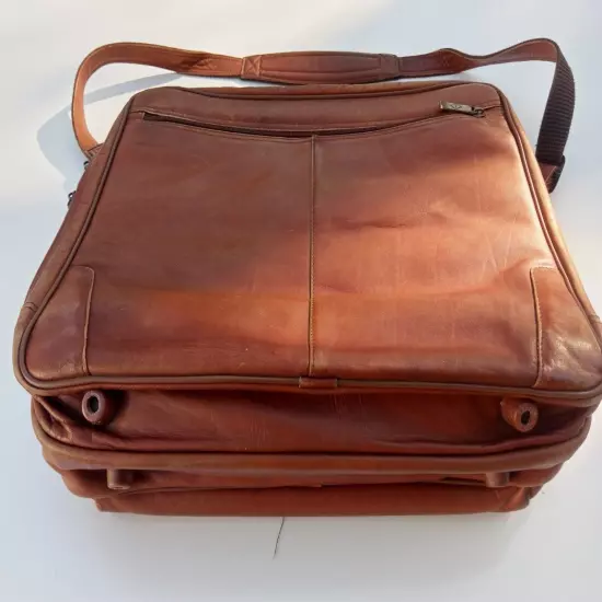 VINTAGE AVENUES AMERICA Messenger Briefcase Saddle Brown Leather READ