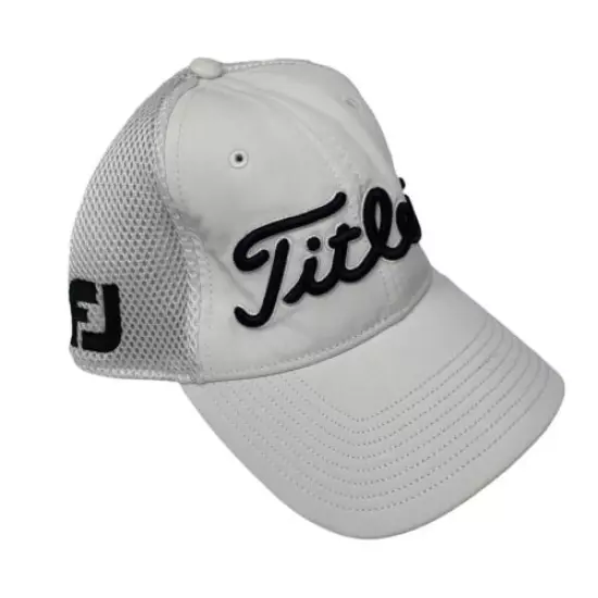 Titleist Foot Joy L/XL White Black Mesh Golf Outdoor Athletic Athleisure Hat