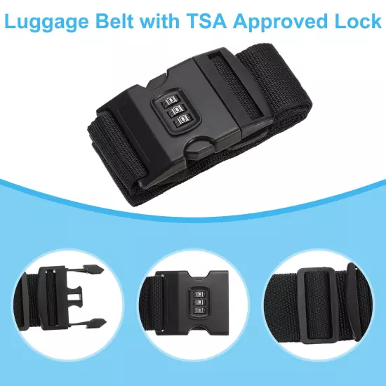 Luggage Straps with Combination Lock TSA Approved Black