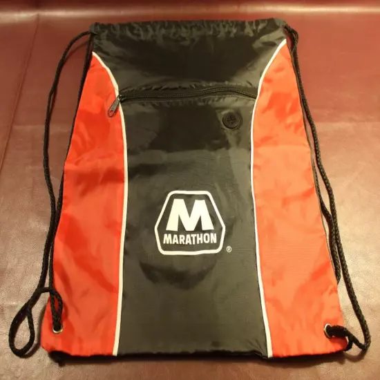 Marathon Gas Station Advertising Red Drawstring Bag Backpack *READ DESCRIPTION*