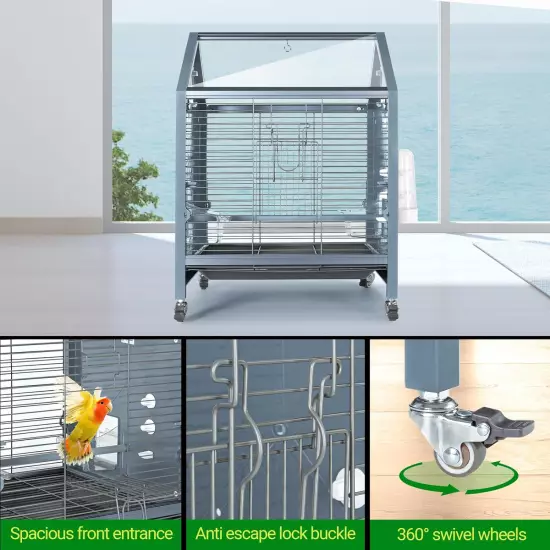 Acrylic Bird Cage, 25 Inch Medium Parrot Cage for Parakeet Cockatiel Conure L...