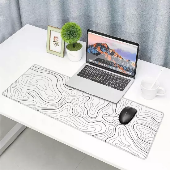 Topographic Mouse Pad Mat Gaming Large Long Extend Black/White Mousepad-Big