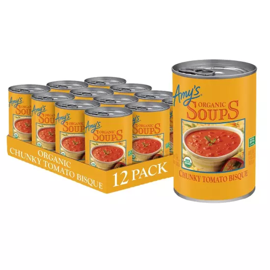 Amy’s Soup Chunky Tomato Bisque Gluten Free Made With Organic Tomatoes and Cr...