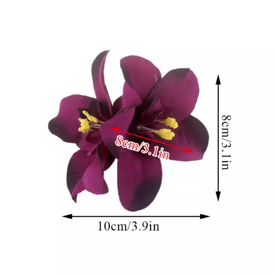 Orchid Flower Hair Clip Slide Grip Wedding Bridesmaid Prom Ball Vintage Pin 