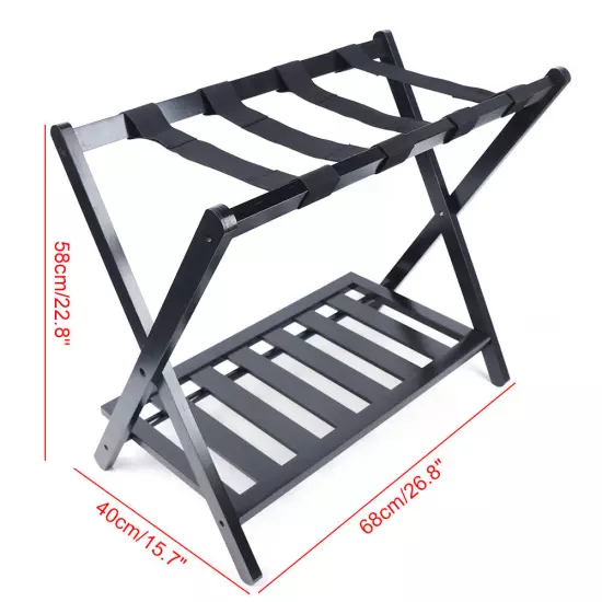 Folding Luggage Suitcase Rack Bamboo Foldable Hotel Shelf Stand Fit Travel Home