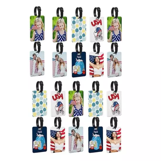 20Pcs Sublimation Blank Luggage Tags Blank Travel Tags with Strap Heat4942