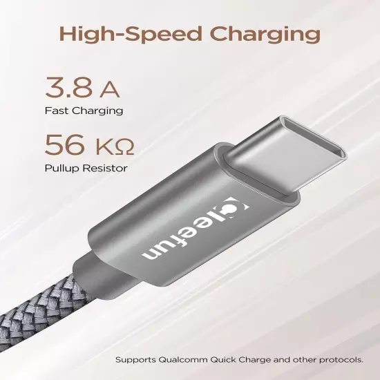 Short USB C Cable [1Ft, 5-Pack], Fast Charging Braided Type C Charger Cord 