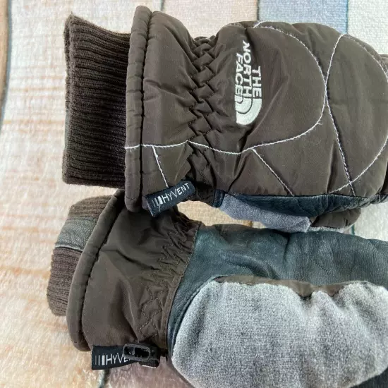 The North Face HyVent Fleece Lined Snow Ski Mittens Womens Size X-Small XS Brown