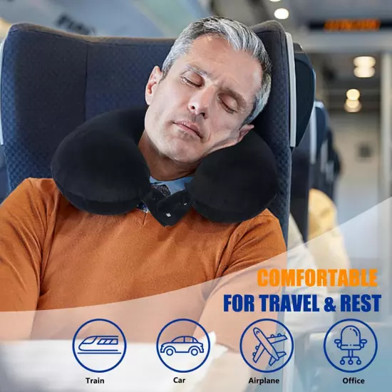 Travel Pillow 100% Pure Memory Foam Travel Neck Pillow, Airplane Pillow for Trav