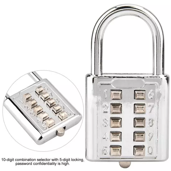 10-digit Push Button Combination Password Padlock Blind Button Padlock