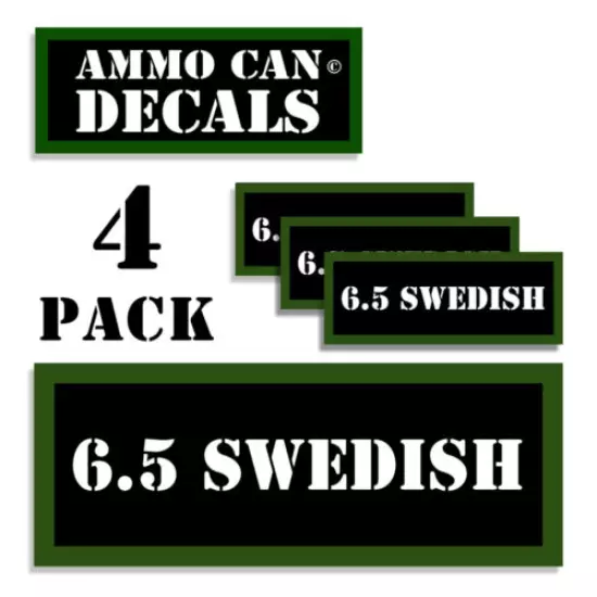 6.5 Swedish Ammo Can LABELS STICKERS DECALS for Ammunition Cases 3"x1.15" 4pack