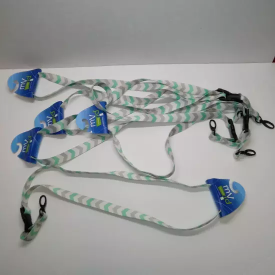 Lot of 5 MY ID Lanyards White Gray Teal 23" x 3/4" Adjustable Breakaway Clasp