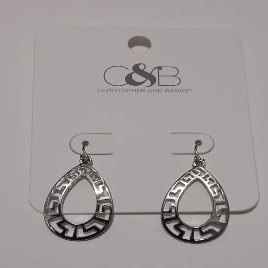 Christopher & Banks Dangle Drop Silverstone Pierced Earrings #A18