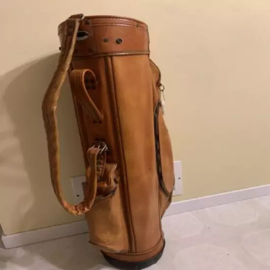 Vintage Fairway By Leeds Brown leather Golf Bag USA Made