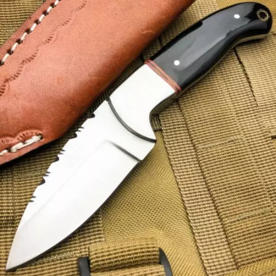 7.5" Skinner Hunting Survival Fixed Blade Camping Tactical Full Tang Horn Knife