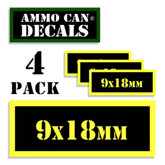 9 x 18mm Ammo Can Labels Ammunition Case stickers decals 4 pack YW MINI 1.5in