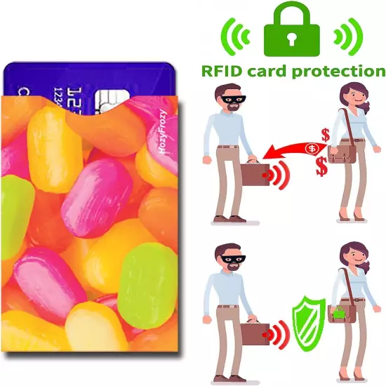 8 RFID Blocking Sleeves, Credit Card Protector, Anti-Theft Blue 