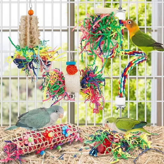 Bird Toys Shredding Foraging Parakeet Toy Chewing With Rope Perch 