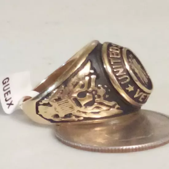 Vintage United States Veteran Ring Gold Tone Stainless Steel Size 11 A8