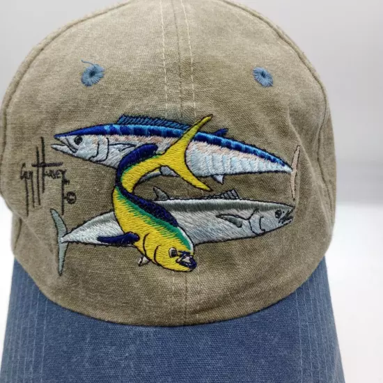 Guy Harvey Hat Adjustable Cap With Fish Embroidery 100% Cotton