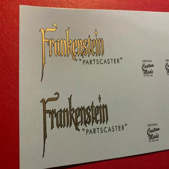 Frankenstein Waterslide Guitar Headstock Decal Gold MetallicT Style 2 per order