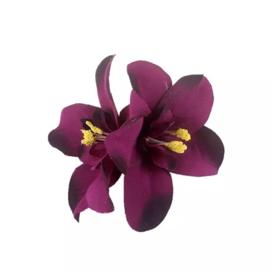 Orchid Flower Hair Clip Slide Grip Wedding Bridesmaid Prom Ball Vintage Pin 