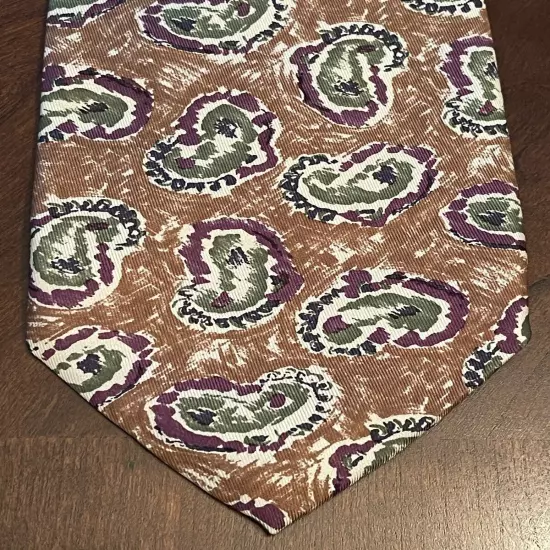 Talbott Studio For Nordstrom Brown Green Purple Hand Made 100% Silk