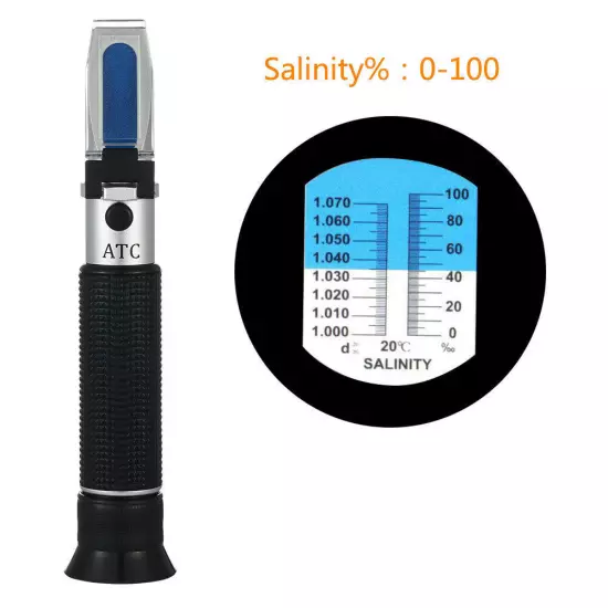 10°C~30°C 0-100‰ Salinity Refractometer Aquarium Sea Salt Water Tester w/ ATC e