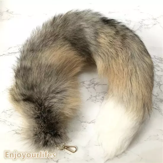 70cm/27.5" Long Real Fox Fur Tail Keychain Adult Games Furry Cosplay Toy Pendant