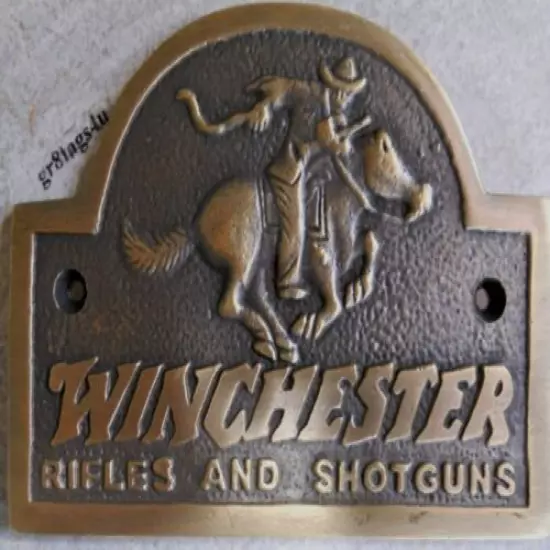 Winchester Rifles and Shotguns rider solid brass sign plaque