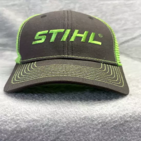 STIHL Chainsaws Cap Green Gray Embroidered Outdoor Apparel Trucker Hat Snapback