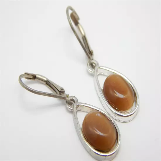 TIGERS EYE SILVER DANGLE EARRINGS LIGHTWEIGHT